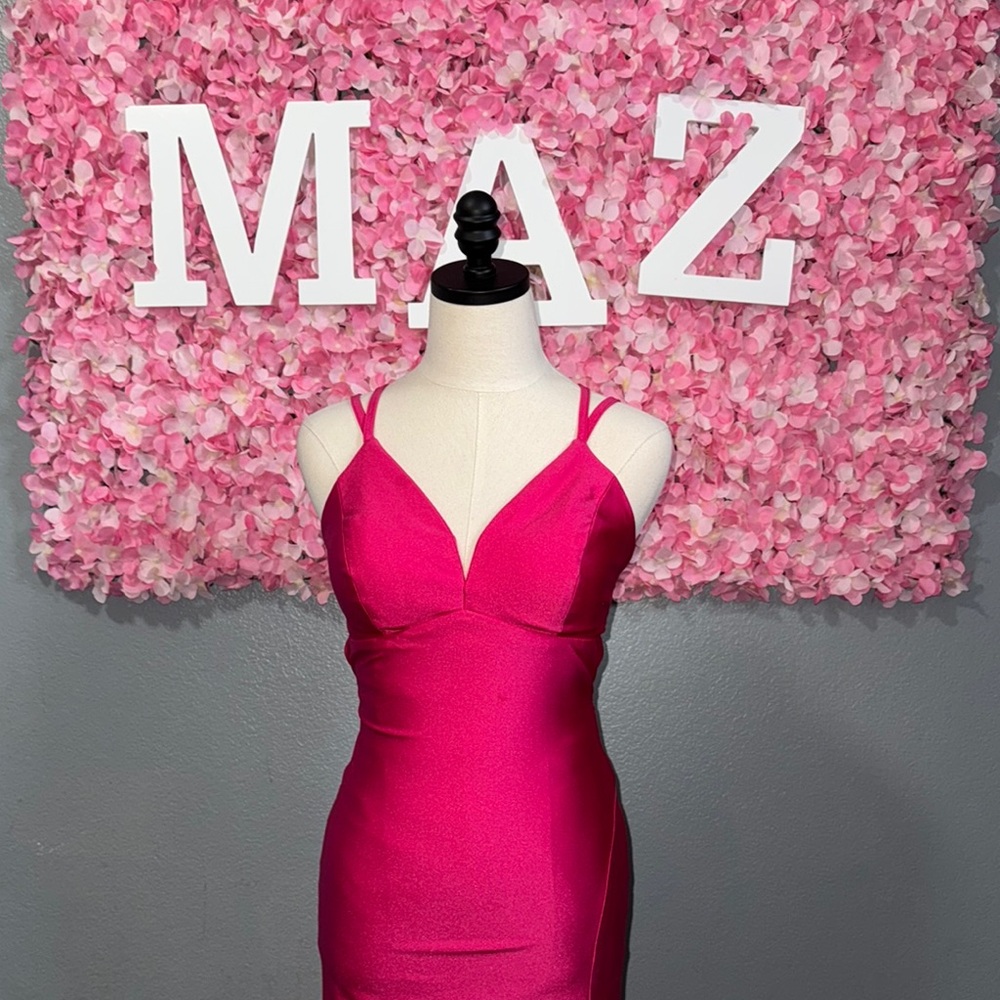 Elegant Pink Strappy Open Back Dress
